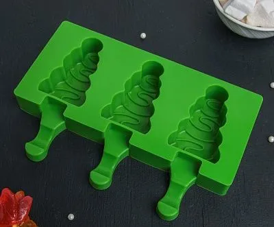 Форма для леденцов и мороженого Елочка 19,5х13х2,5 см 3 ячейки