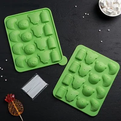 Форма для леденцов и мороженого  "Мишка", 16 ячеек 23x18,5x3,5 см