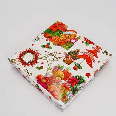 Коробка Новогодняя с пластиковой крышкой 12х12х3 см