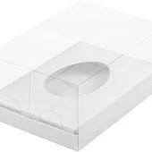 Коробка под половинку шоколадного яйца белая с пластиковой крышкой 23,5х16х10 см