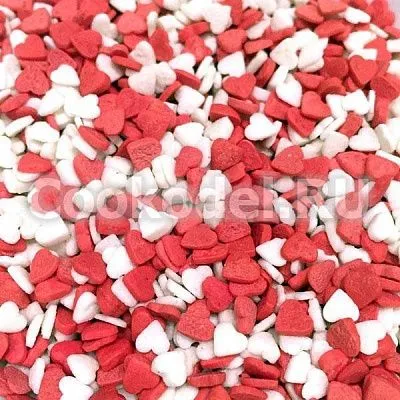 Посыпка Сердечки красные/белые Мини, 100 гр