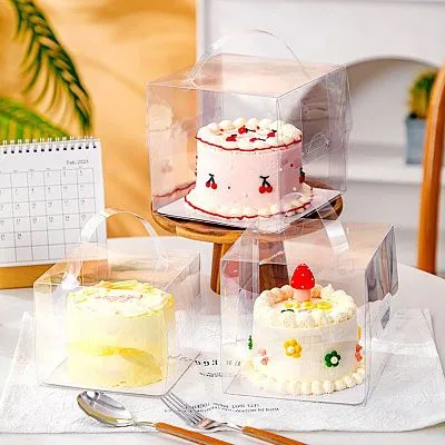 Коробка для торта и кулича с ручкой, 19,5х19,5х15 см