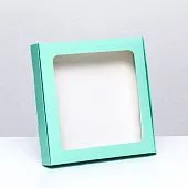 Коробка для кондитерских изделий с окном Мятная, 19х19х3 см