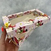 Коробка для пряников и зефира С праздником с фигурным окном 21х11х5,5 см