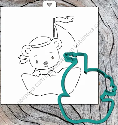 Al Форма + трафарет "Мишка Матрос" 11см