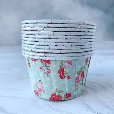 Форма/капсула бумажная "Маффин Роза Горошек" (10 шт) 50х40 мм