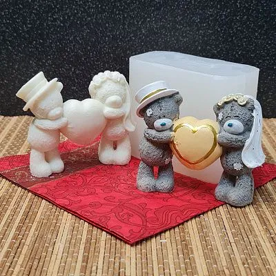 Силиконовая форма молд  3D Мишки жених и невеста №631