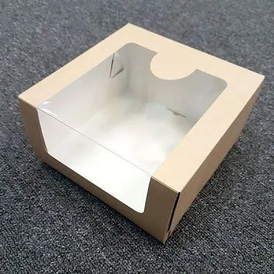 Коробка для торта Крафт с окном, 18х18х10 см