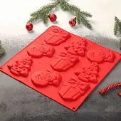 Форма для шоколада «Подарки под елкой», 30х30 см, 9 ячеек