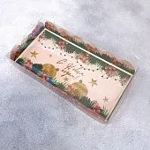 Коробка для кондитерских изделий с пластиковой крышкой "Гирлянды", 21х10,5х3 см