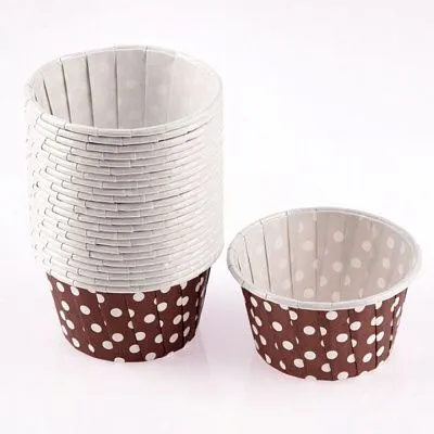 Форма/капсула бумажная "Маффин Коричневый/белый горох" (10шт) 50х40 мм