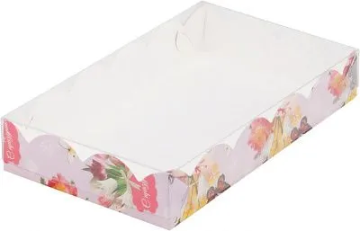 Коробка С праздником с окном 25х15х3,5 см