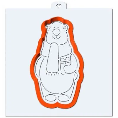 AL Форма+трафарет Белый Мишка с подарком 11 см