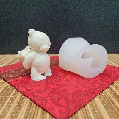 Силиконовая форма молд 3D Мишка с подарком №596