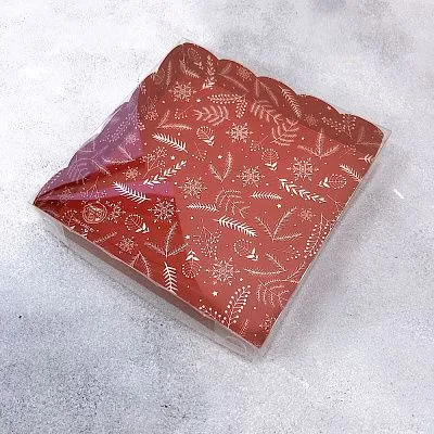 Коробка для кондитерских изделий с пластиковой крышкой "Радости", 15х15х3 см