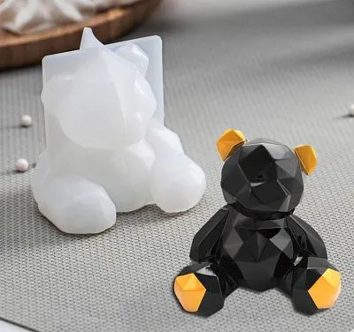 Силиконовая форма молд 3D  Граненный Медвежонок 6,5х5,8 см