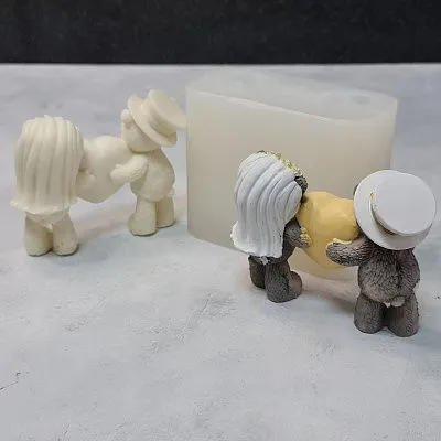 Силиконовая форма молд  3D Мишки жених и невеста №631