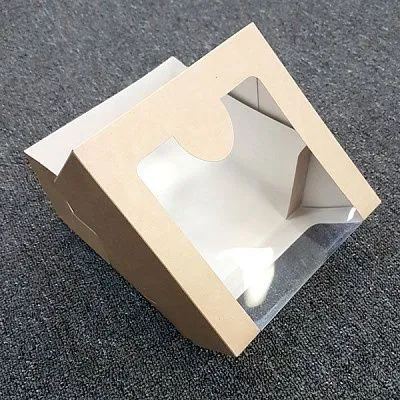 Коробка для торта Крафт с окном, 18х18х10 см