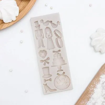 Силиконовая форма молд Свадебная атрибутика 16х6х0,9 см