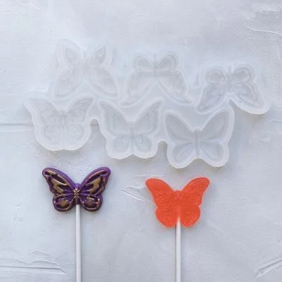Силиконовая форма для леденцов Бабочки №76 7 см 6 ячеек