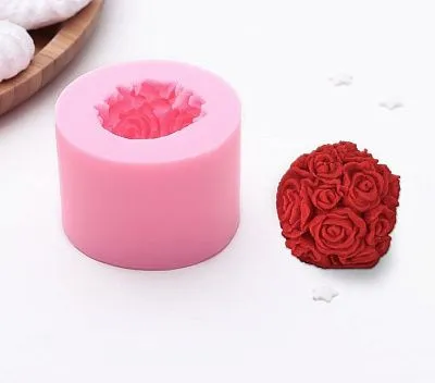 Силиконовая форма молд 3D Розовый букет 6,5х4,5 см