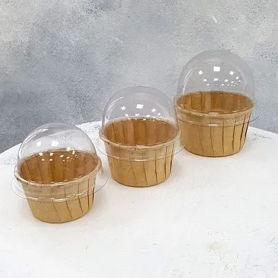 Форма/капсула бумажная с крышкой, Маленькая "Маффин Телесный" (10шт) 35х30 мм