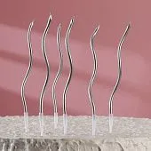 Свечи для торта витые Серебристые 6 шт, 12 см