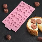 Форма силиконовая для шоколада «Цифры», 30,2х16 см, 28 ячеек