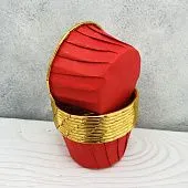 Форма/капсула бумажная "Маффин Красный" Золотой Кант (10 шт) 50х40 мм