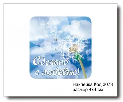 Набор наклеек "Сделано с любовью №3073"  4х4 см (10 шт)
