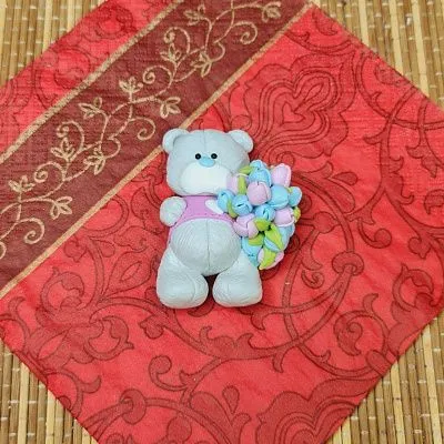 Силиконовая форма №1380 "Мишка с тюльпанами" 2,5D