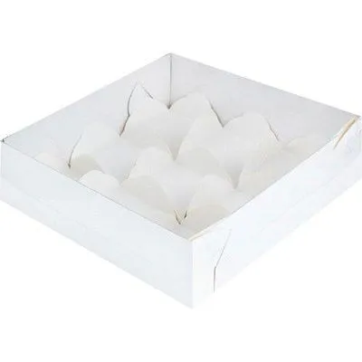 Коробка для 9 моти Белая с пластиковой крышкой, 17,5х17,5х5,5 см