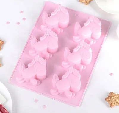 Форма для выпечки, силикон «Единорог», 28×20 см, 6 ячеек