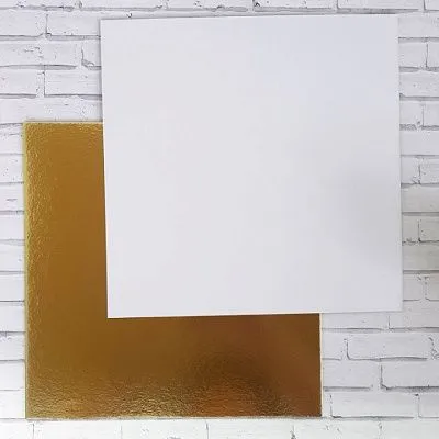 Подложка для торта Квадрат Золото/жемчуг 26 см, толщина 1,5 мм