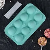 Форма для кейкпопс Чупик 8 ячеек 2 части с палочками 19,5х11,7х3,5 см (d-3,9 см)