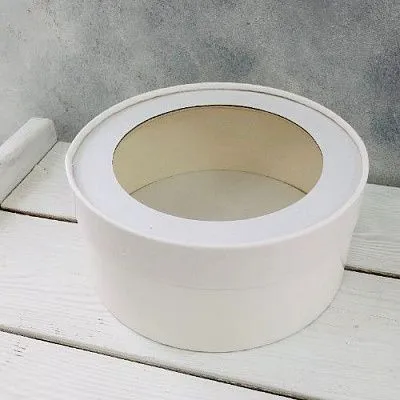 Коробка шляпная для зефира и макаронс Белая, d 16 см, h 7 см