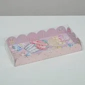 Коробка для кондитерских изделий с пластиковой крышкой "Яркие сладости", 21х10,5х3 см