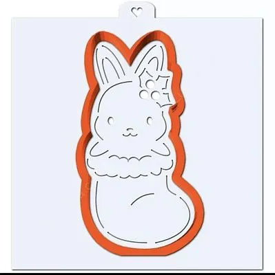 AL Трафарет и форма. Зайчик в Рождественском носке №2