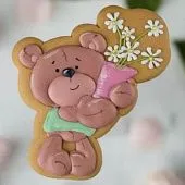 Форма и трафарет "Мишка с букетом"