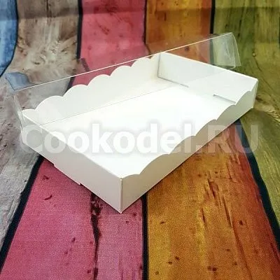 Коробка Белая Ажурная 20х10х2,5 с фиксацией дна
