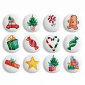 Сахарные фигурки-медальоны "Рождество" 27 мм, 21 шт