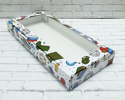 Коробка 23 февраля 18х12х3 см Микрогофрокартон