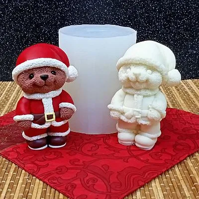 Силиконовая форма молд "Мишка Санта Клаус" №847