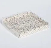 Коробка для кондитерских изделий с пластиковой крышкой Bon appetit, 21х21х3 см