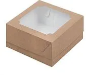 Коробка для зефира и печенья Крафт с окном, 20х20х7 см