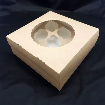 Коробка на 9 капкейков с окном двусторонняя, 25х25х10 см