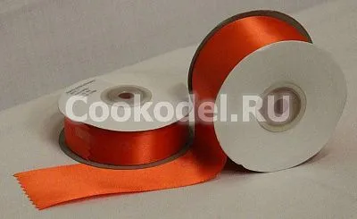 Лента атласная Красно Оранжевая 6076 шир 6 мм
