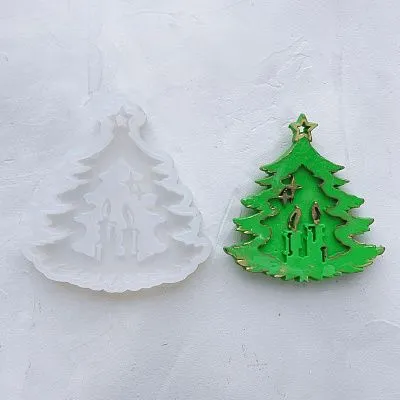 Форма силиконовая для шоколада Елочка со свечками №222 8 см