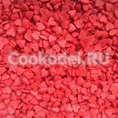 Посыпка Сердечки красные 6-7 мм, 100 гр