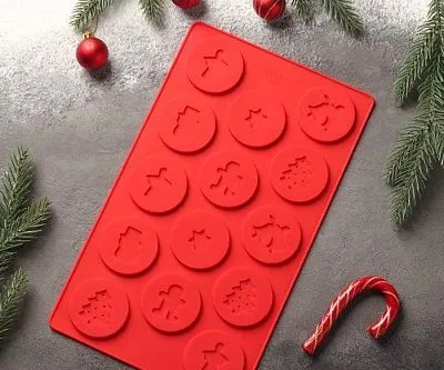 Силиконовая форма "Новогодние кружочки", 29,8х17,5 см, d=5 см